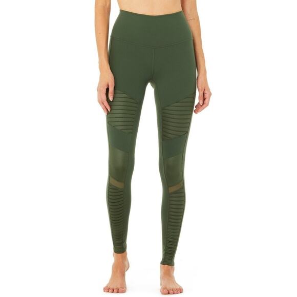 Alo Yoga Women's Hunter Green Moto Pull-on Leggings Size Small‎ - Picture 3 of 12